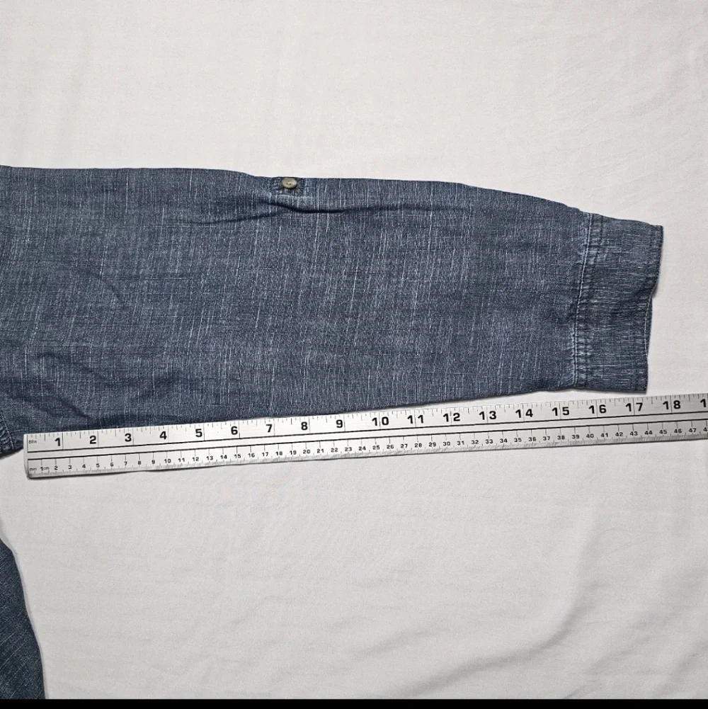 J Jill Large Longsleeve Button Frontt  Roll Tab Chambray   Denim Shirt Dress - Picture 10 of 14